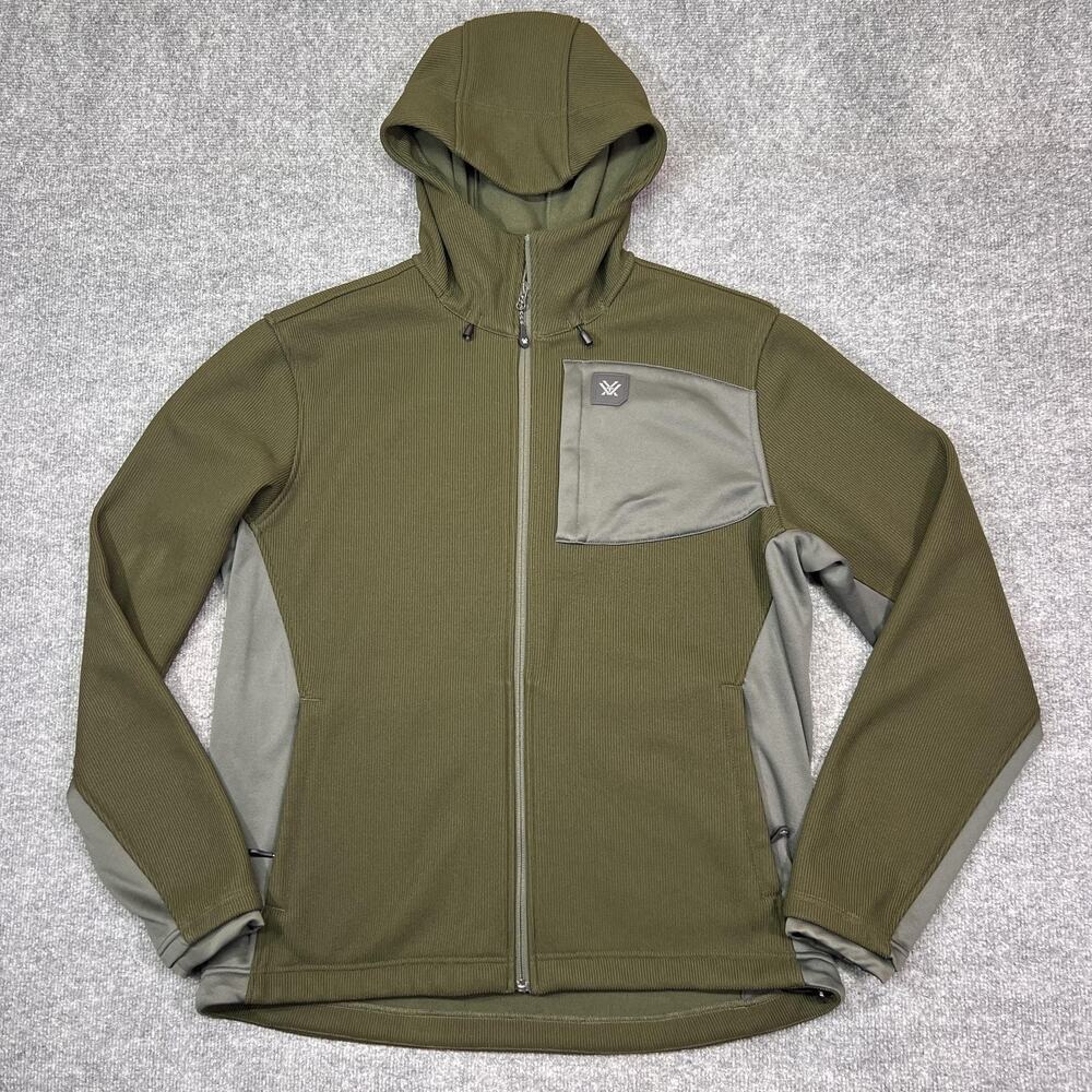 Vortex Jacket Mens XL Green Hooded Fleece Full Zip Hunting Colorblock Hiking